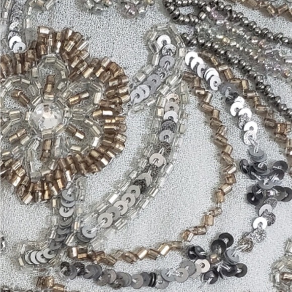 New BHLDN Mischa 8 | M Blue Grey Embellished Bodice Chiffon Maxi Gown - Picture 7 of 8